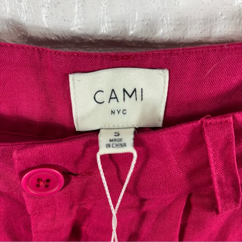 Cami NYC‎ Raspberry Rylie High Waist Wide Leg Linen Trousers Pink NWT Small